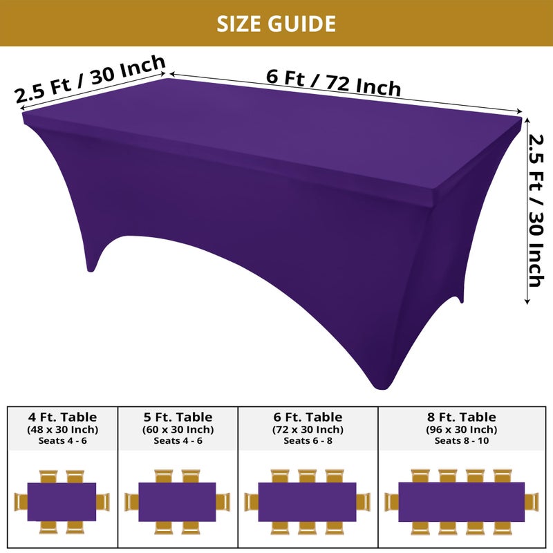 Utopia Kitchen Spandex Tablecloth 2 Pack [6FT, Purple] Tight, Fitted, Washable and Wrinkle Resistant Stretch Table Cloth Rectangle Cover for Trade Show, Weddings & Parties [72Lx30Wx30H Inch] - Image 2